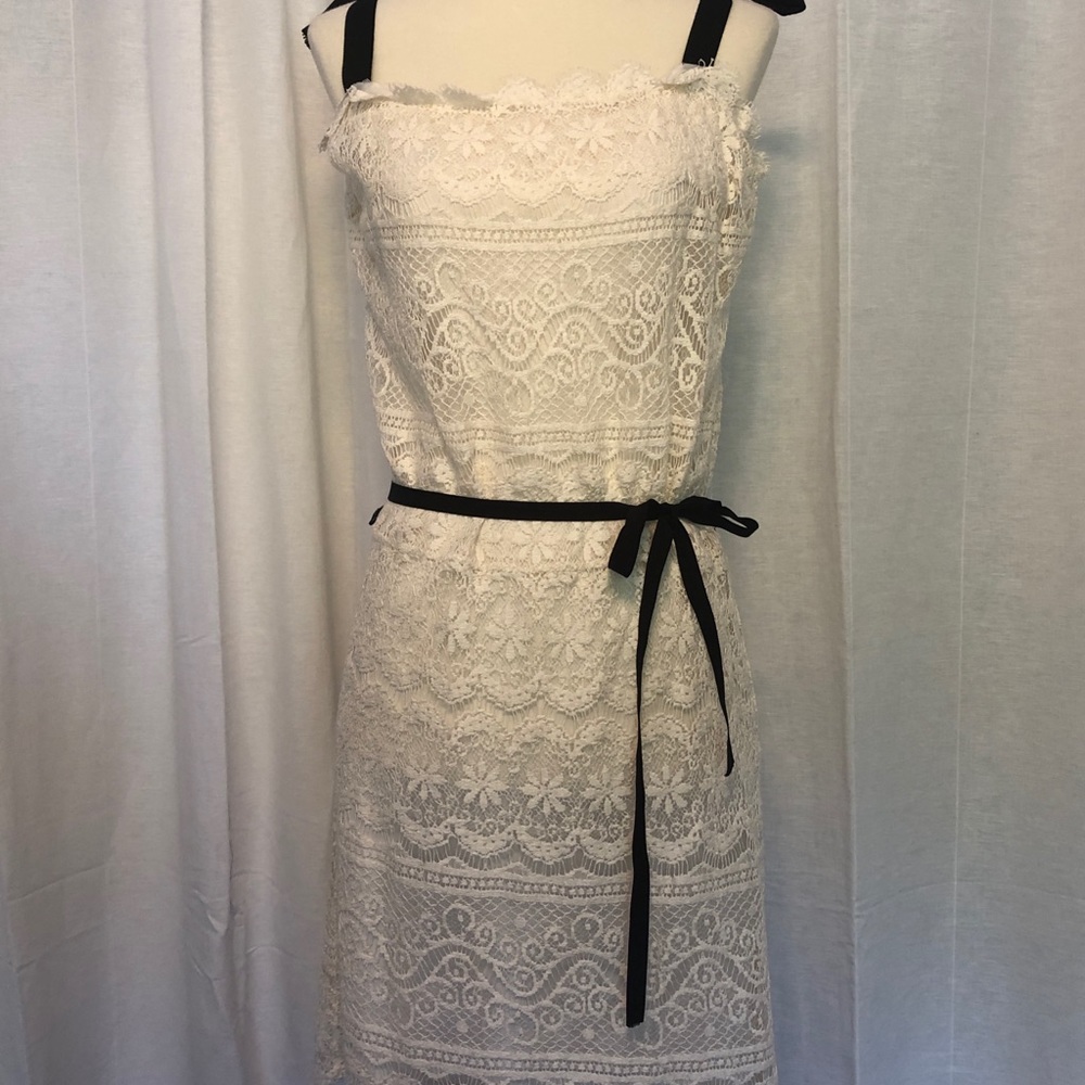 Velvet (brand) lace dress with black ties.